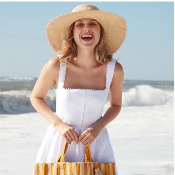 NWT Mar y Sol Grace Raffia Crocheted Sun Hat Natural - Picture 2 of 6